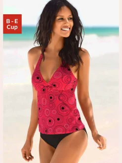 Tankini à armatures imprimé à pois avec décolleté ajustable