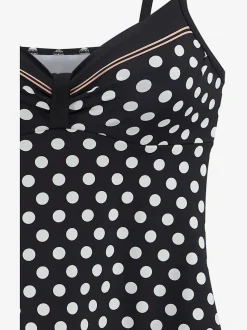 Tankini à armatures à pois avec bretelles réglables