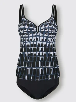 Tankini graphique à encolure en V avec doublage ajustable