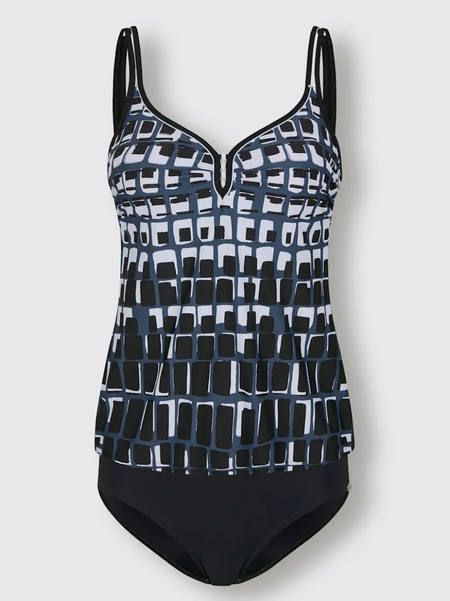 Tankini graphique à encolure en V avec doublage ajustable