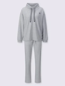 Tenue détente à col montant avec manches longues et détails brodés