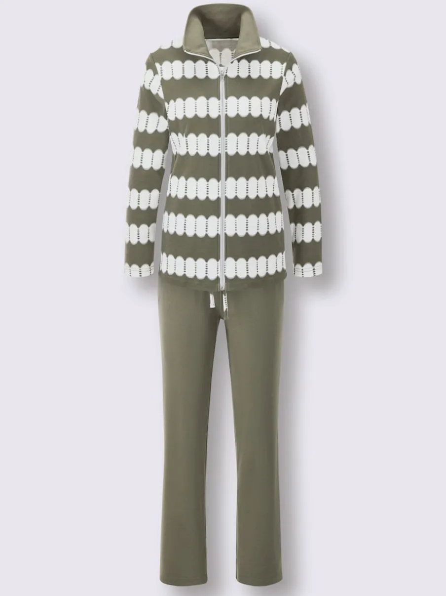 Tenue détente à motifs avec col à revers et pantalon uni