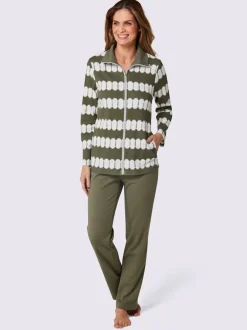 Tenue détente à motifs avec col à revers et pantalon uni