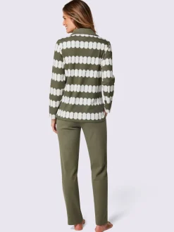 Tenue détente à motifs avec col à revers et pantalon uni