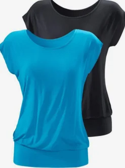 T-shirt ample avec ceinture à l'ourlet en viscose-élasthanne