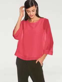 T-shirt ample avec col rond et manches 3/4 chauve-souris