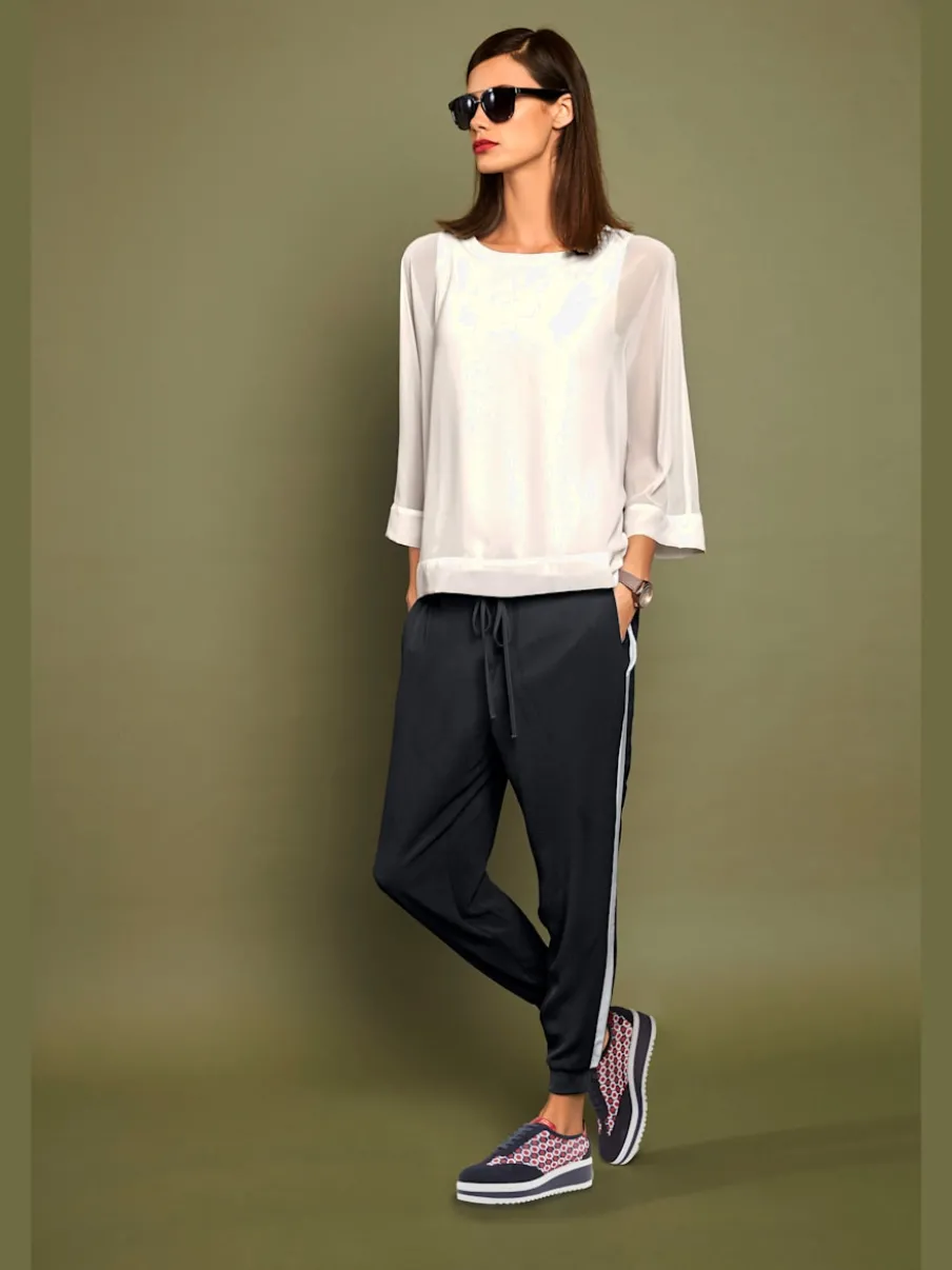 T-shirt ample avec col rond et manches 3/4 chauve-souris
