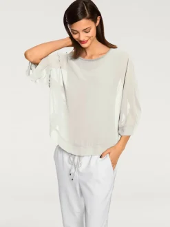 T-shirt ample avec col rond et manches 3/4 chauve-souris