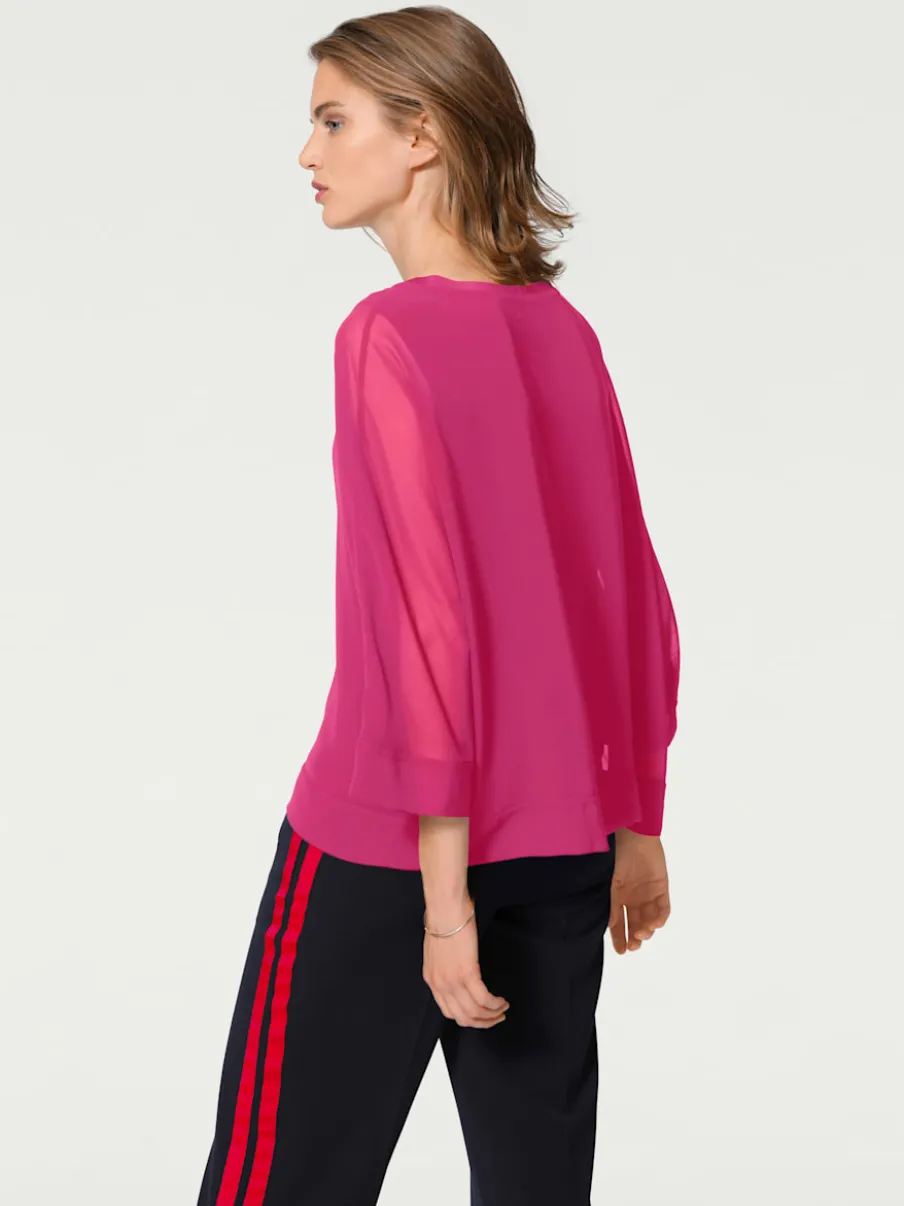 T-shirt ample avec col rond et manches 3/4 chauve-souris