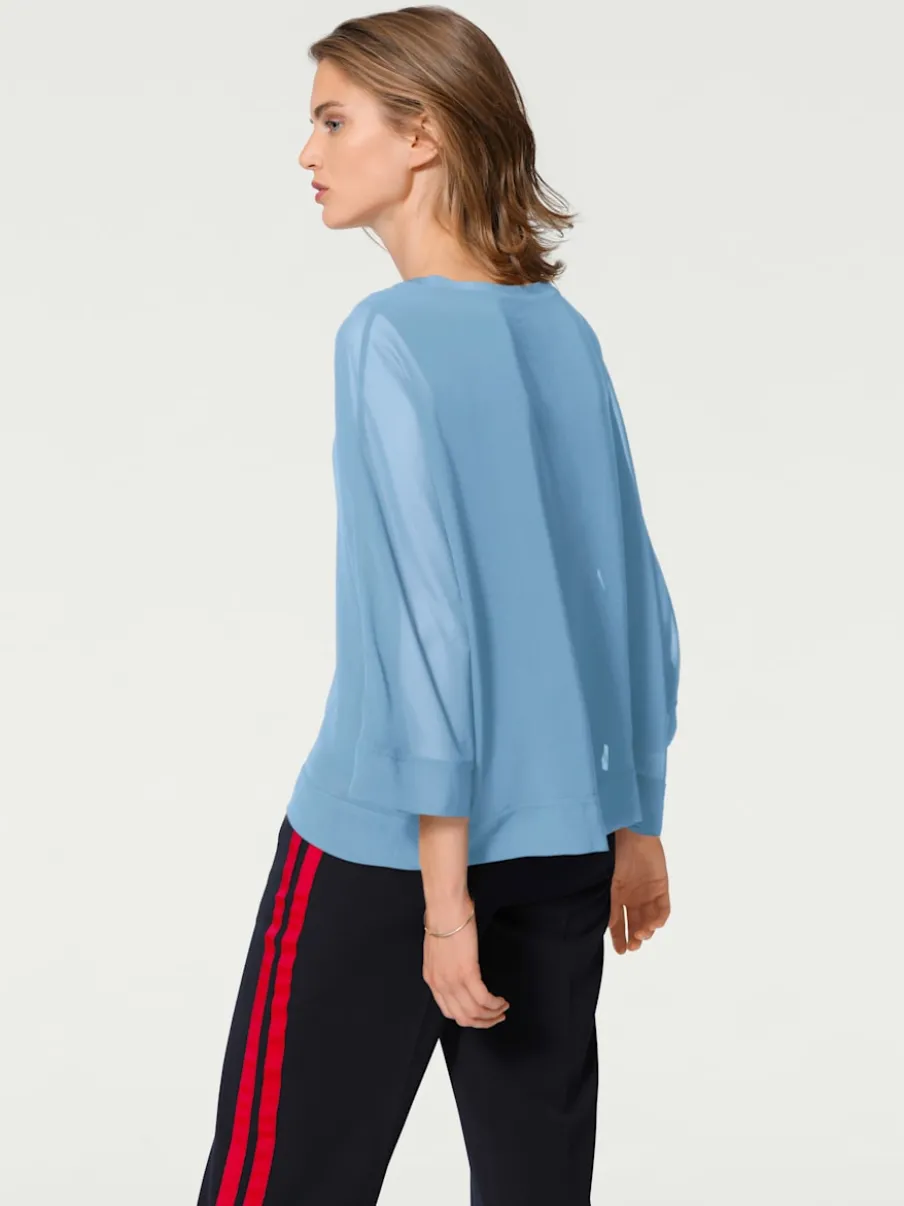 T-shirt ample avec col rond et manches 3/4 chauve-souris