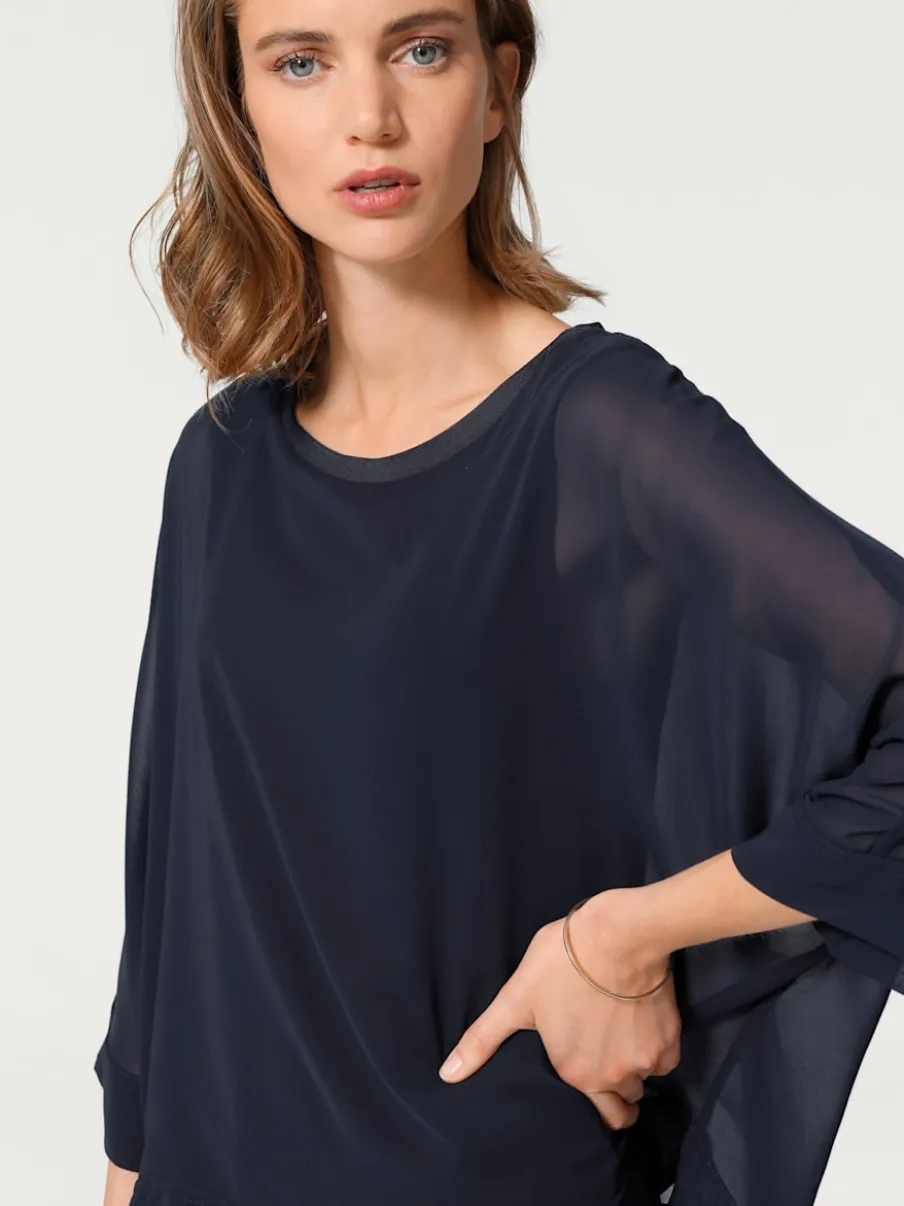 T-shirt ample avec col rond et manches 3/4 chauve-souris
