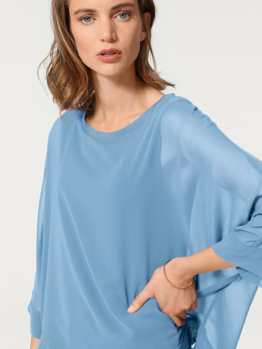 T-shirt ample avec col rond et manches 3/4 chauve-souris