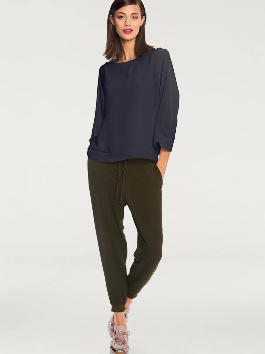 T-shirt ample avec col rond et manches 3/4 chauve-souris