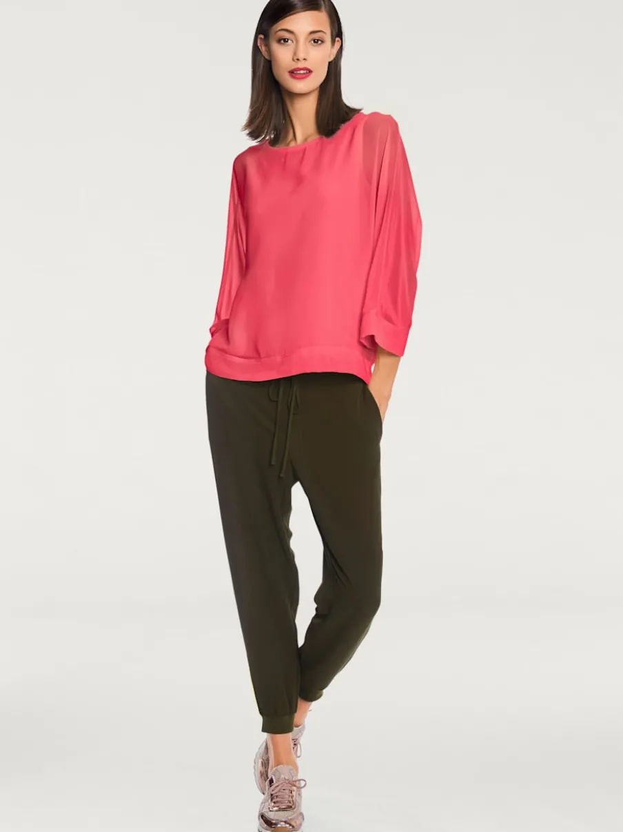 T-shirt ample avec col rond et manches 3/4 chauve-souris