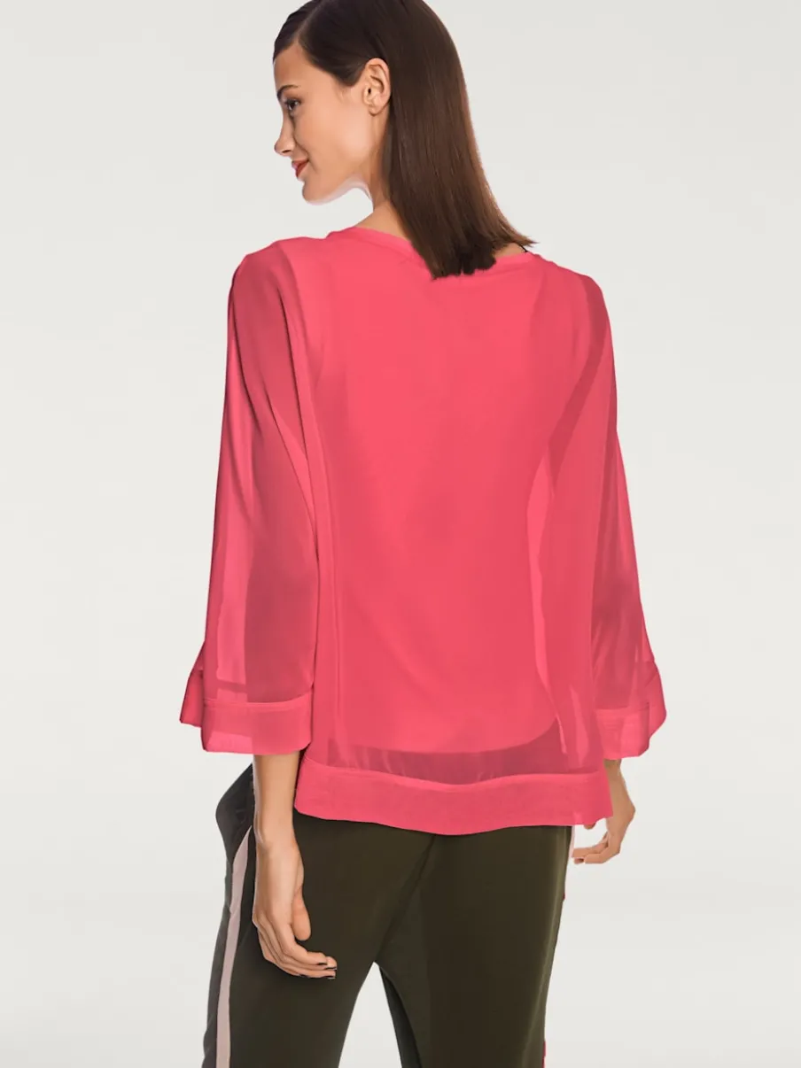 T-shirt ample avec col rond et manches 3/4 chauve-souris