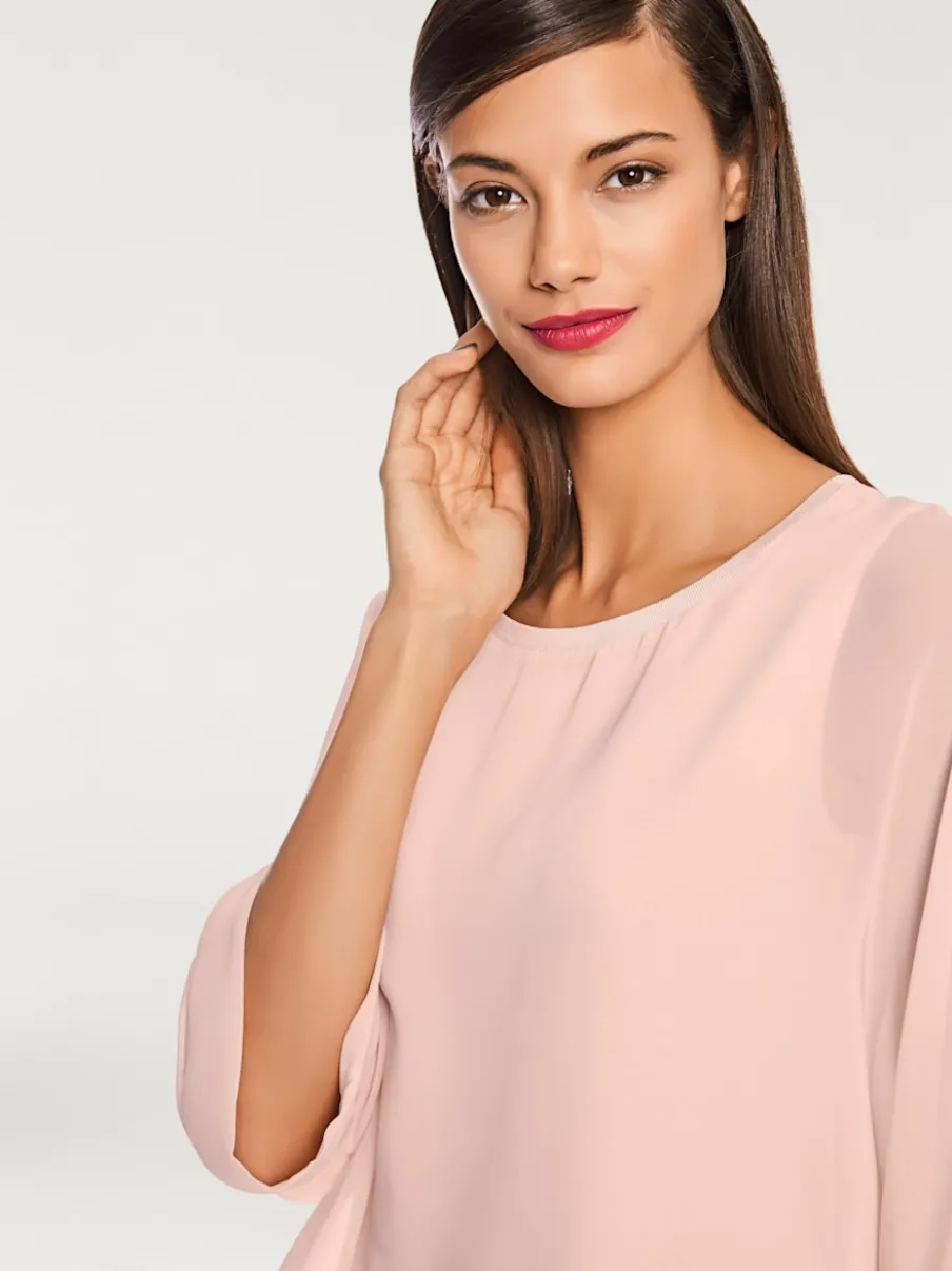 T-shirt ample avec col rond et manches 3/4 chauve-souris