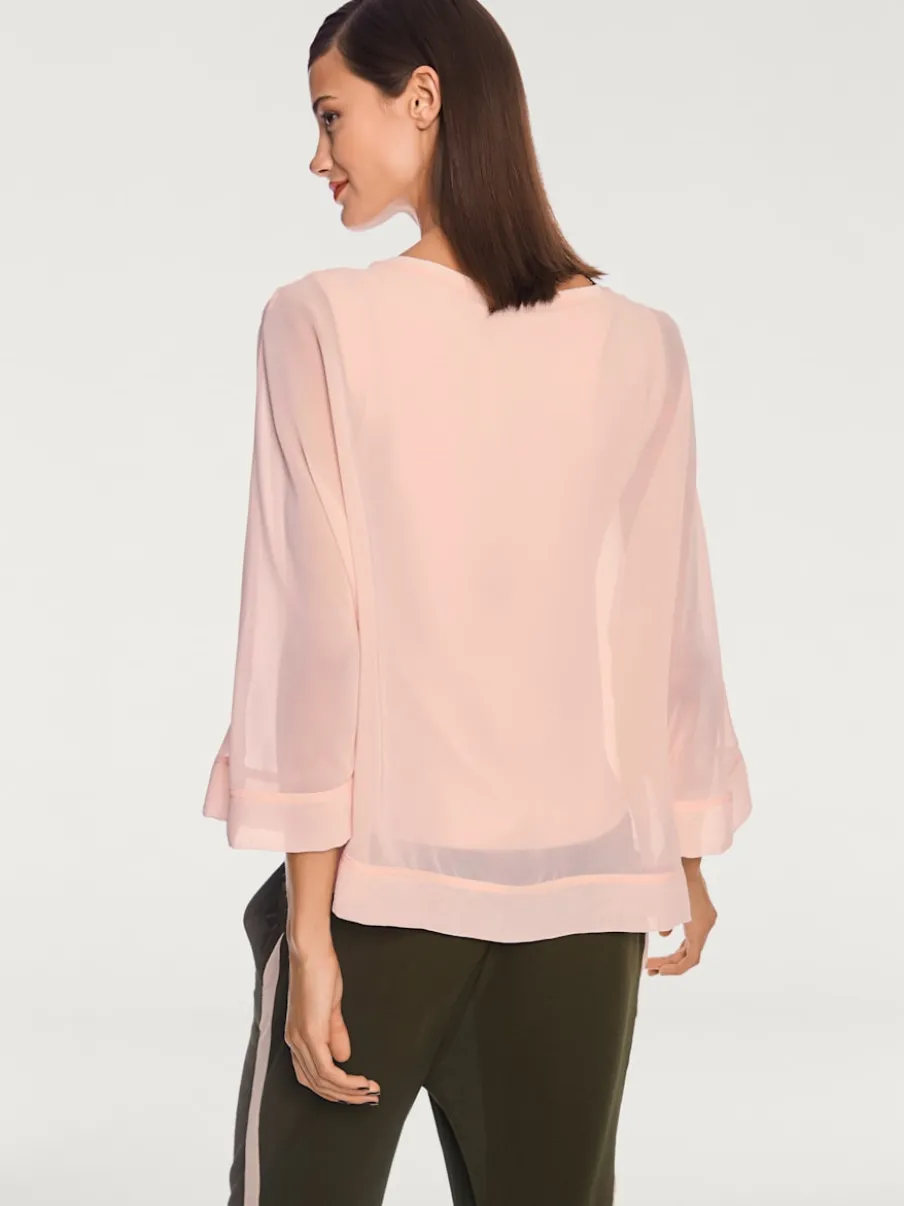 T-shirt ample avec col rond et manches 3/4 chauve-souris