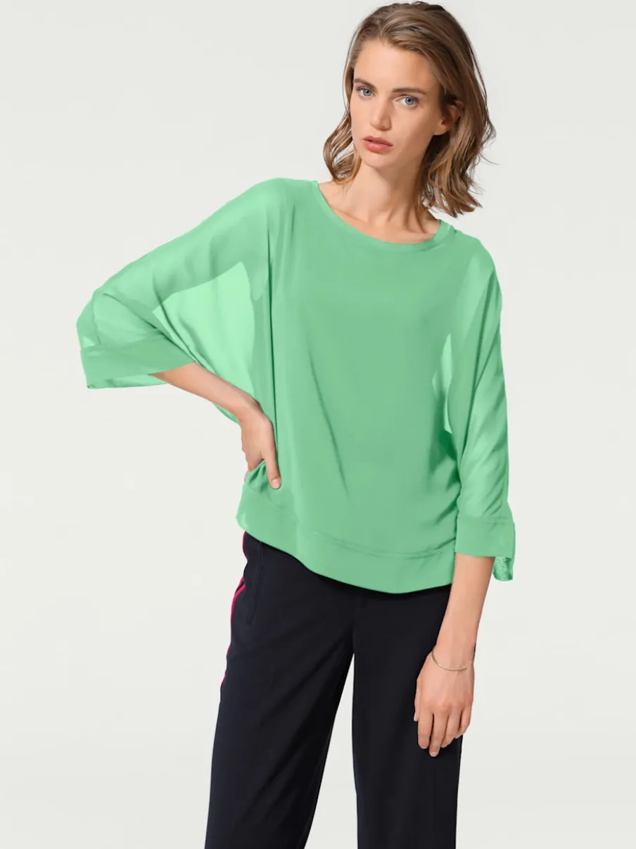 T-shirt ample avec col rond et manches 3/4 chauve-souris