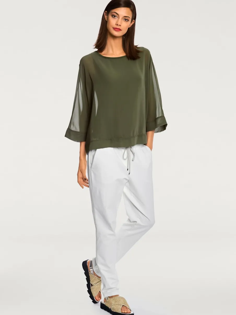 T-shirt ample avec col rond et manches 3/4 chauve-souris