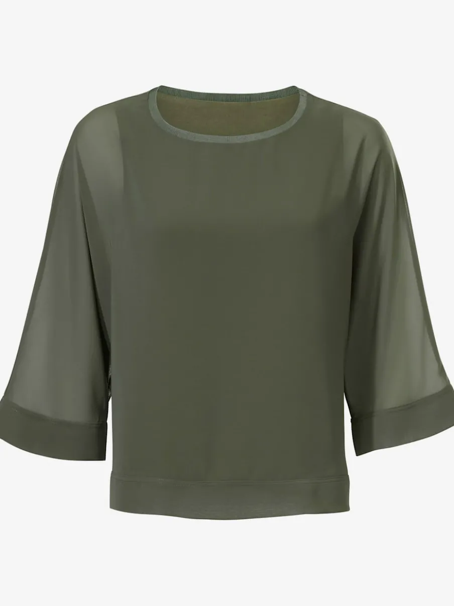 T-shirt ample avec col rond et manches 3/4 chauve-souris
