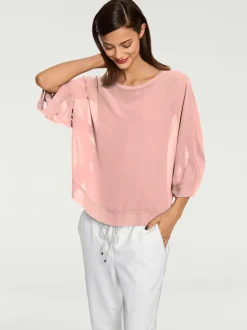 T-shirt ample avec col rond et manches 3/4 chauve-souris