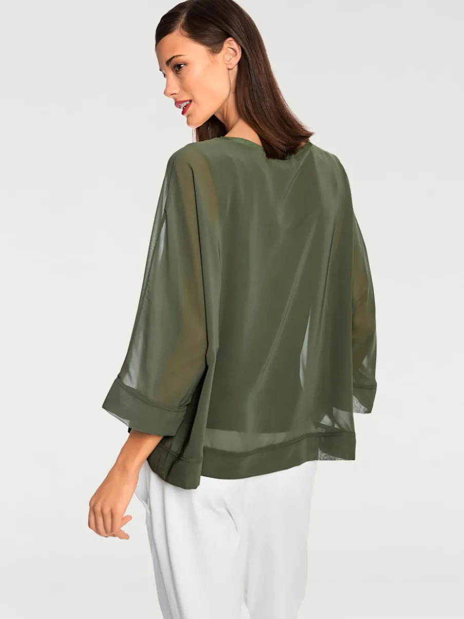 T-shirt ample avec col rond et manches 3/4 chauve-souris