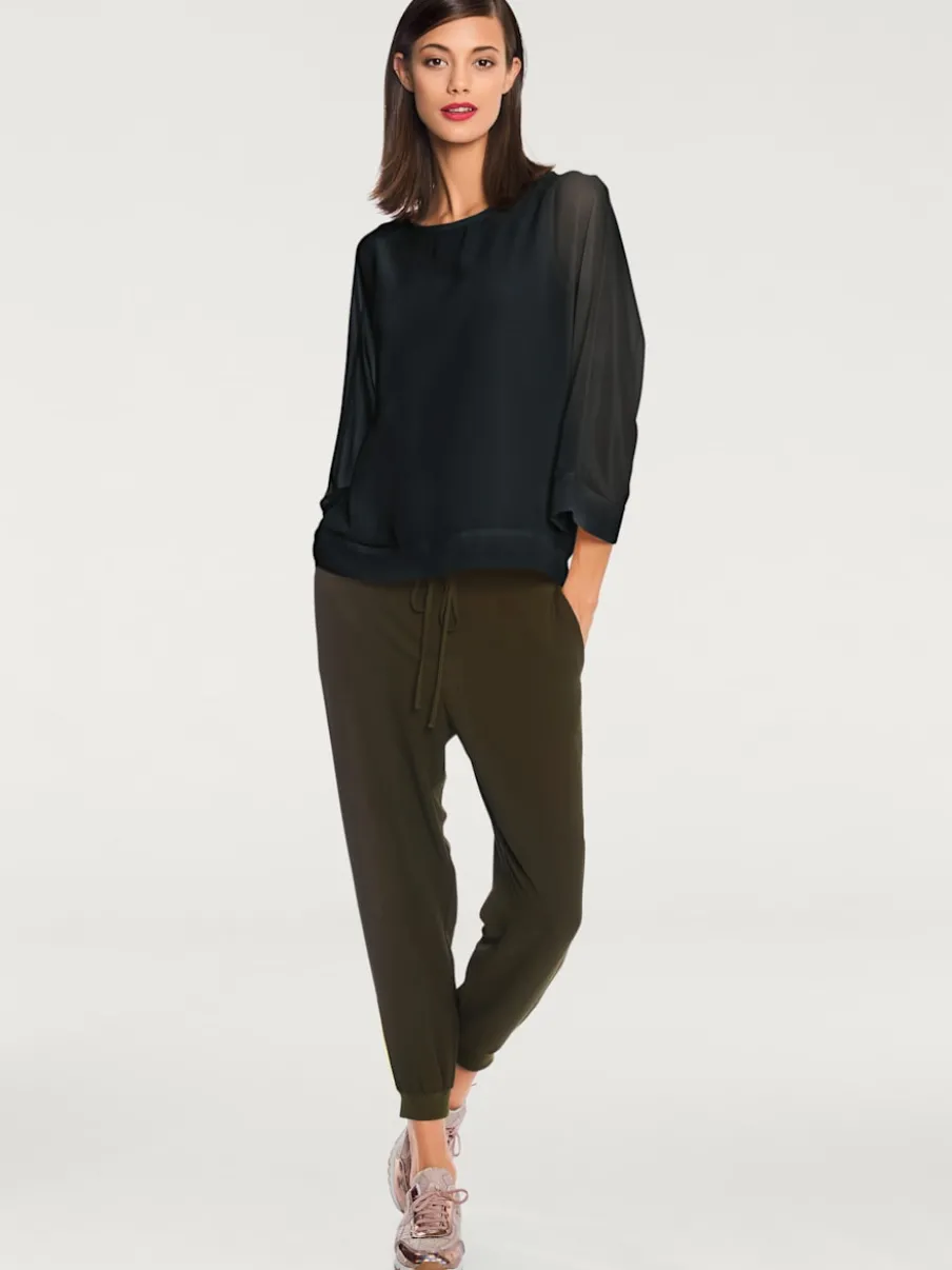 T-shirt ample avec col rond et manches 3/4 chauve-souris