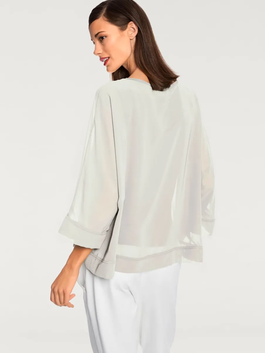 T-shirt ample avec col rond et manches 3/4 chauve-souris