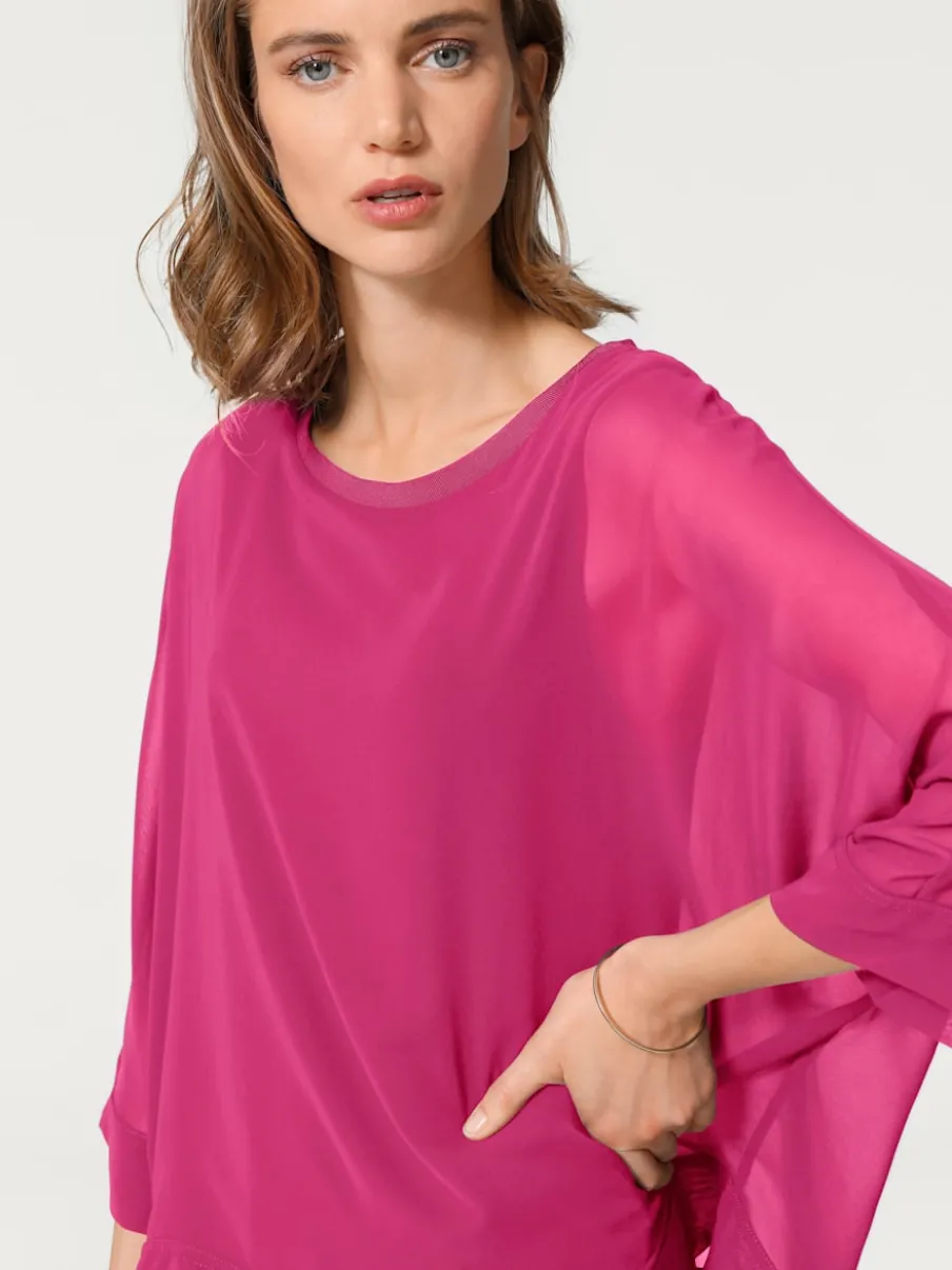 T-shirt ample avec col rond et manches 3/4 chauve-souris