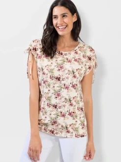 T-shirt ample avec fronces et joli imprimé floral