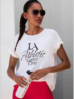 T-shirt ample avec inscription sportive et manches larges