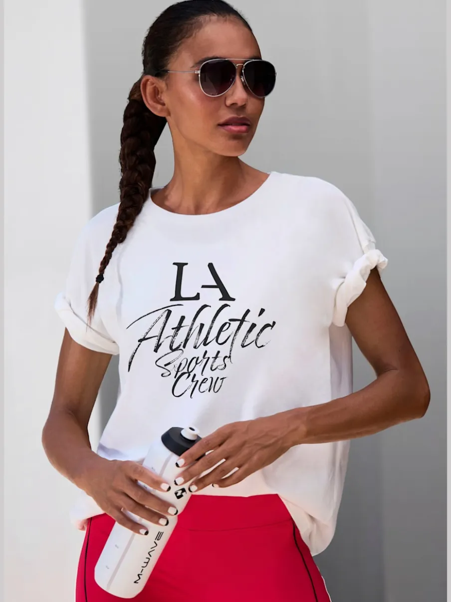 T-shirt ample avec inscription sportive et manches larges