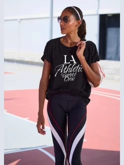 T-shirt ample avec inscription sportive et manches larges