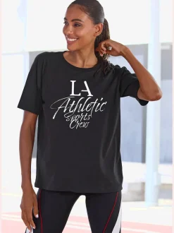 T-shirt ample avec inscription sportive et manches larges