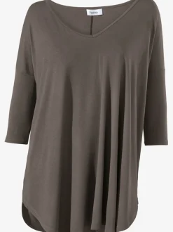 T-shirt ample à col en V manches trois quart fluidité assurée