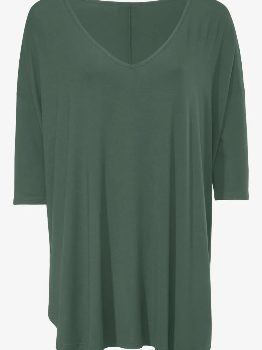 T-shirt ample à col en V manches trois quart fluidité assurée