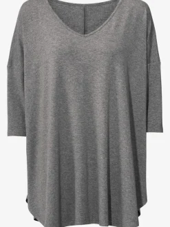 T-shirt ample à col en V manches trois quart fluidité assurée