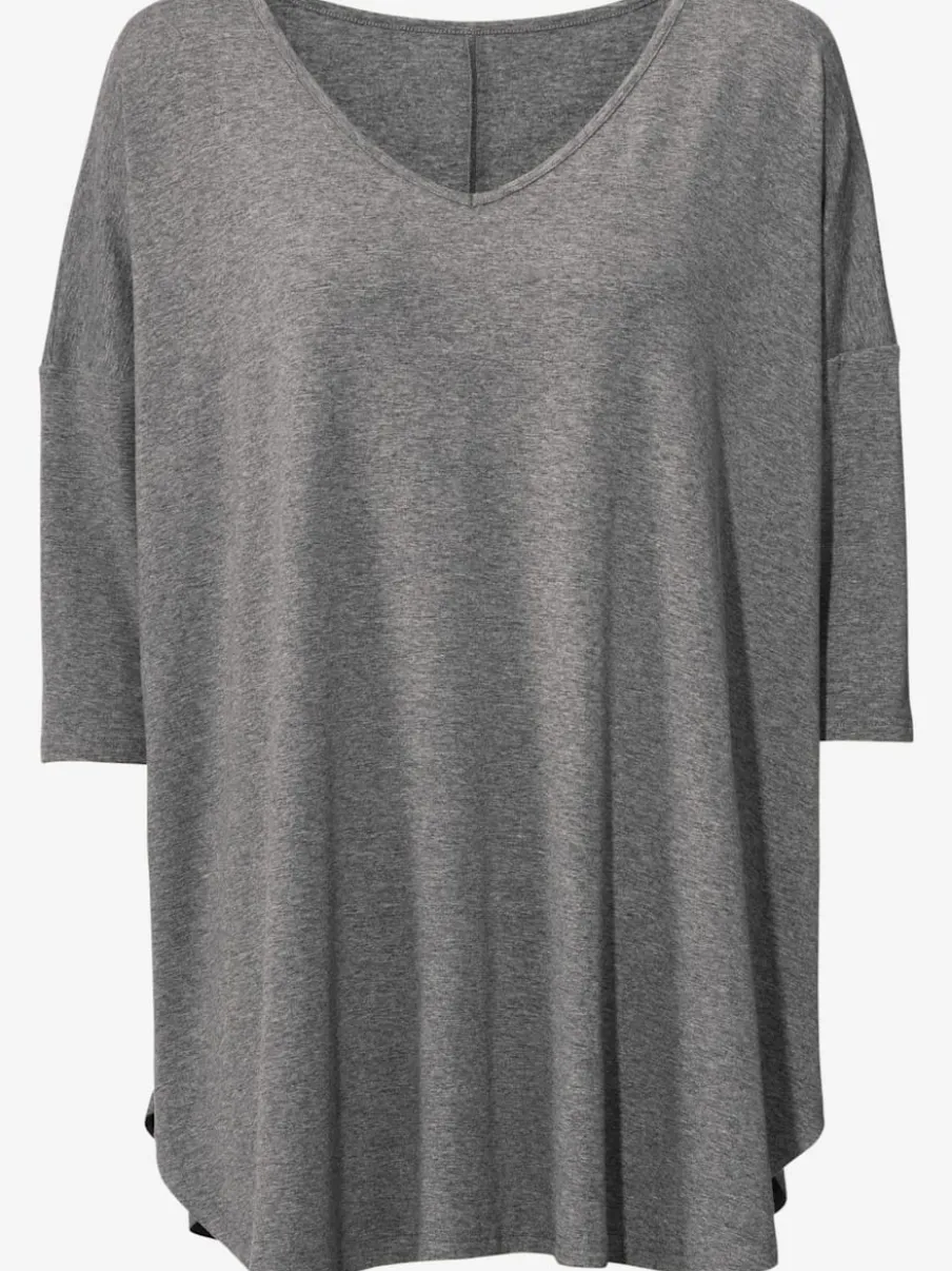 T-shirt ample à col en V manches trois quart fluidité assurée