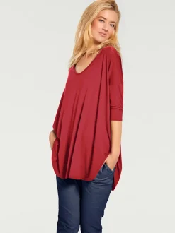 T-shirt ample à col en V manches trois quart fluidité assurée