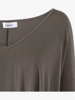 T-shirt ample à col en V manches trois quart fluidité assurée
