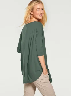 T-shirt ample à col en V manches trois quart fluidité assurée