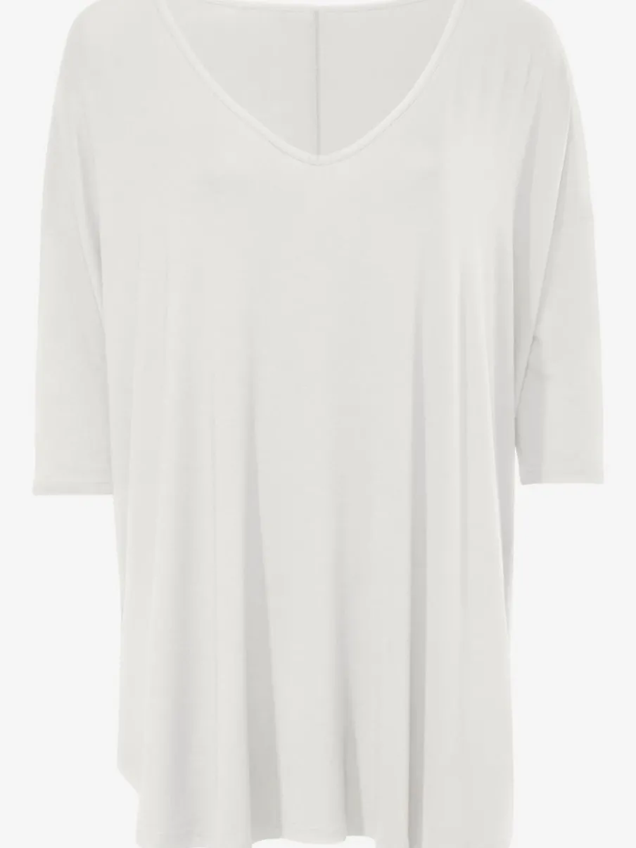 T-shirt ample à col en V manches trois quart fluidité assurée