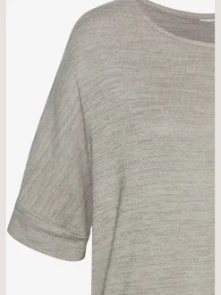T-shirt ample à col rond avec manches mi-longues et revers fixes
