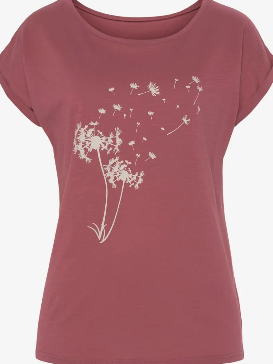 T-shirt ample encolure ronde avec impression pissenlit et manches courtes