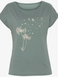T-shirt ample encolure ronde avec impression pissenlit et manches courtes