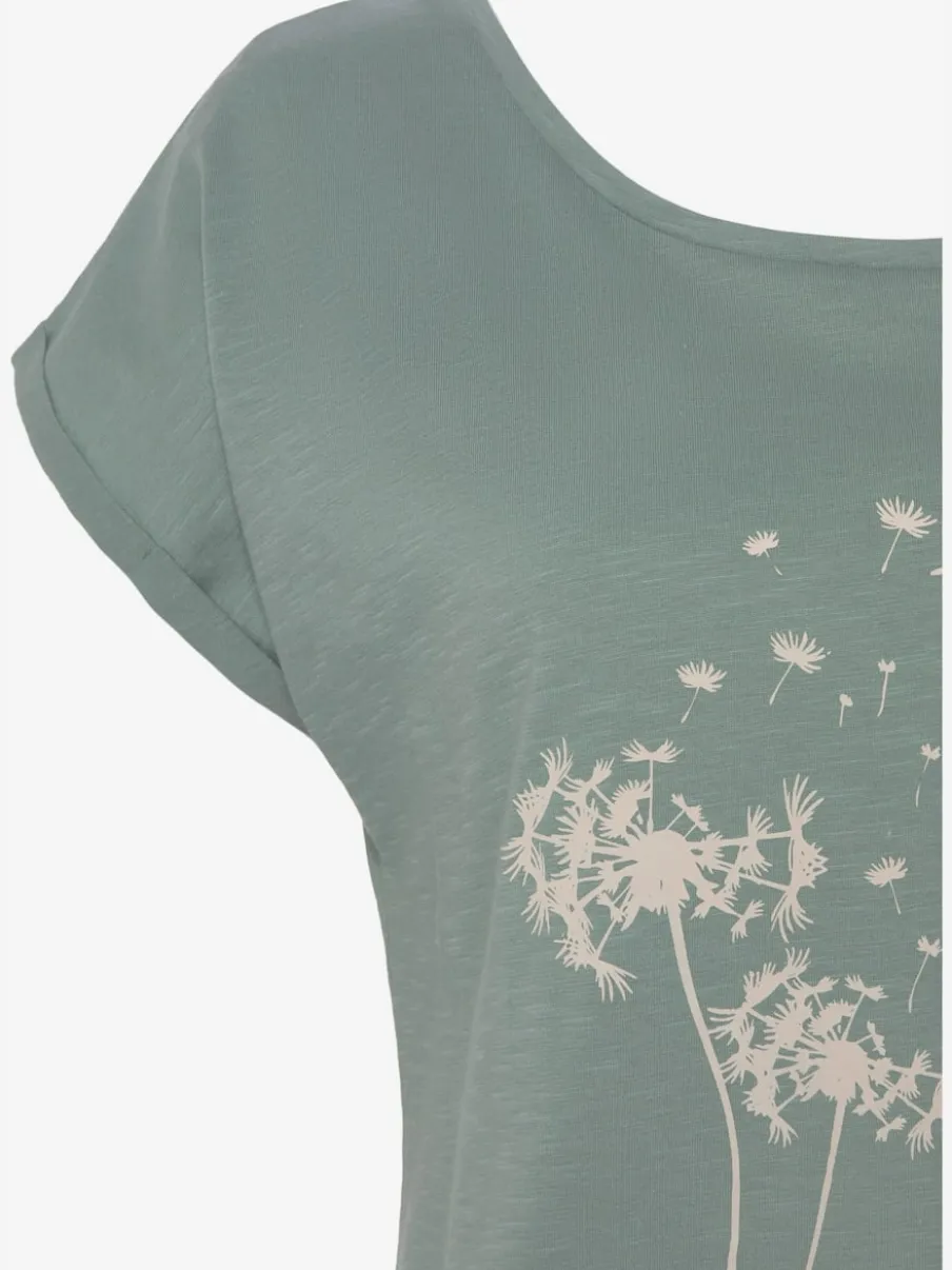T-shirt ample encolure ronde avec impression pissenlit et manches courtes
