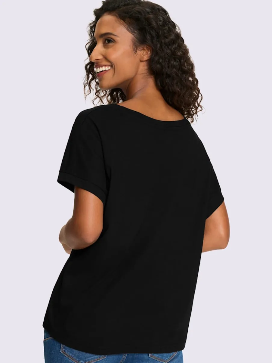 T-shirt ample à encolure ronde et mancherons décontractés