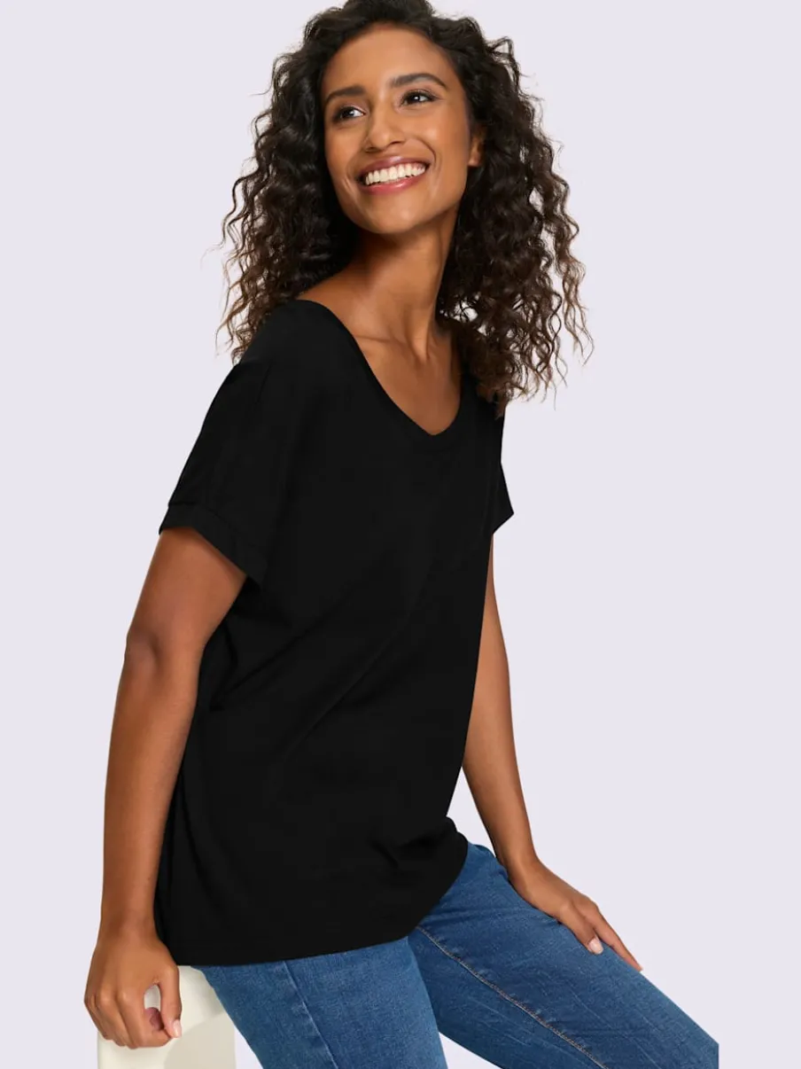 T-shirt ample à encolure ronde et mancherons décontractés