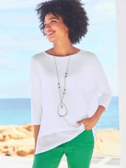 T-shirt ample fluide avec large ourlet en mousseline
