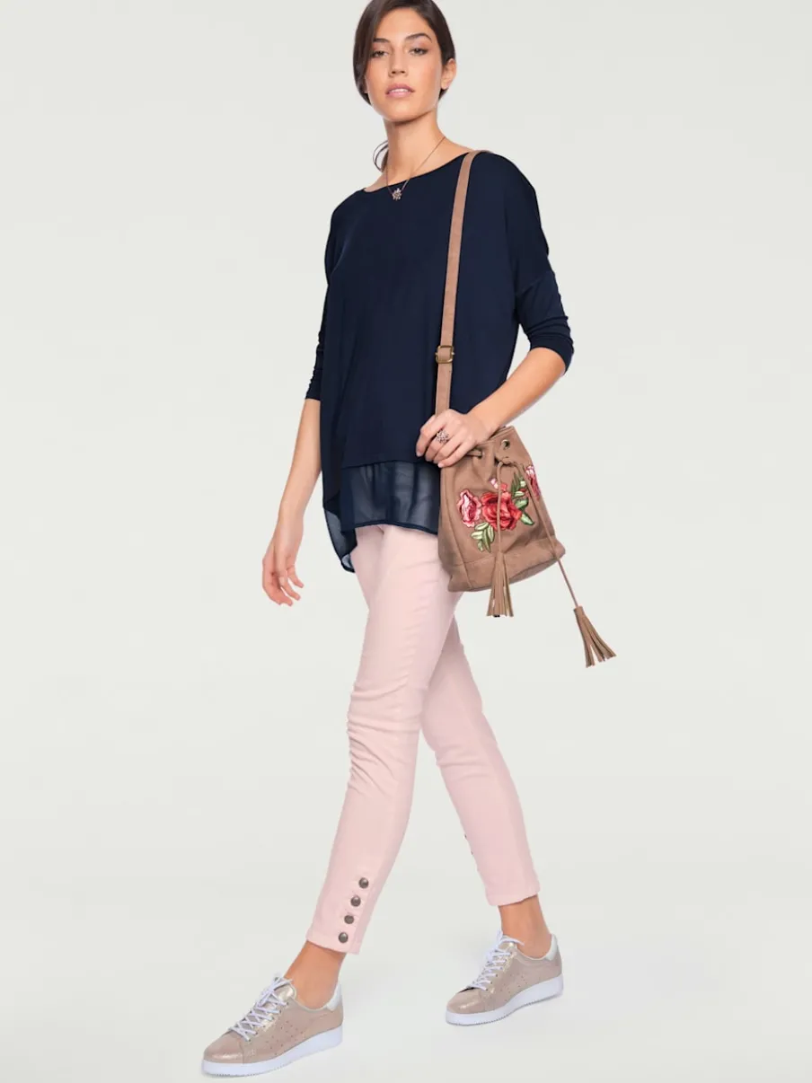 T-shirt ample fluide avec large ourlet en mousseline